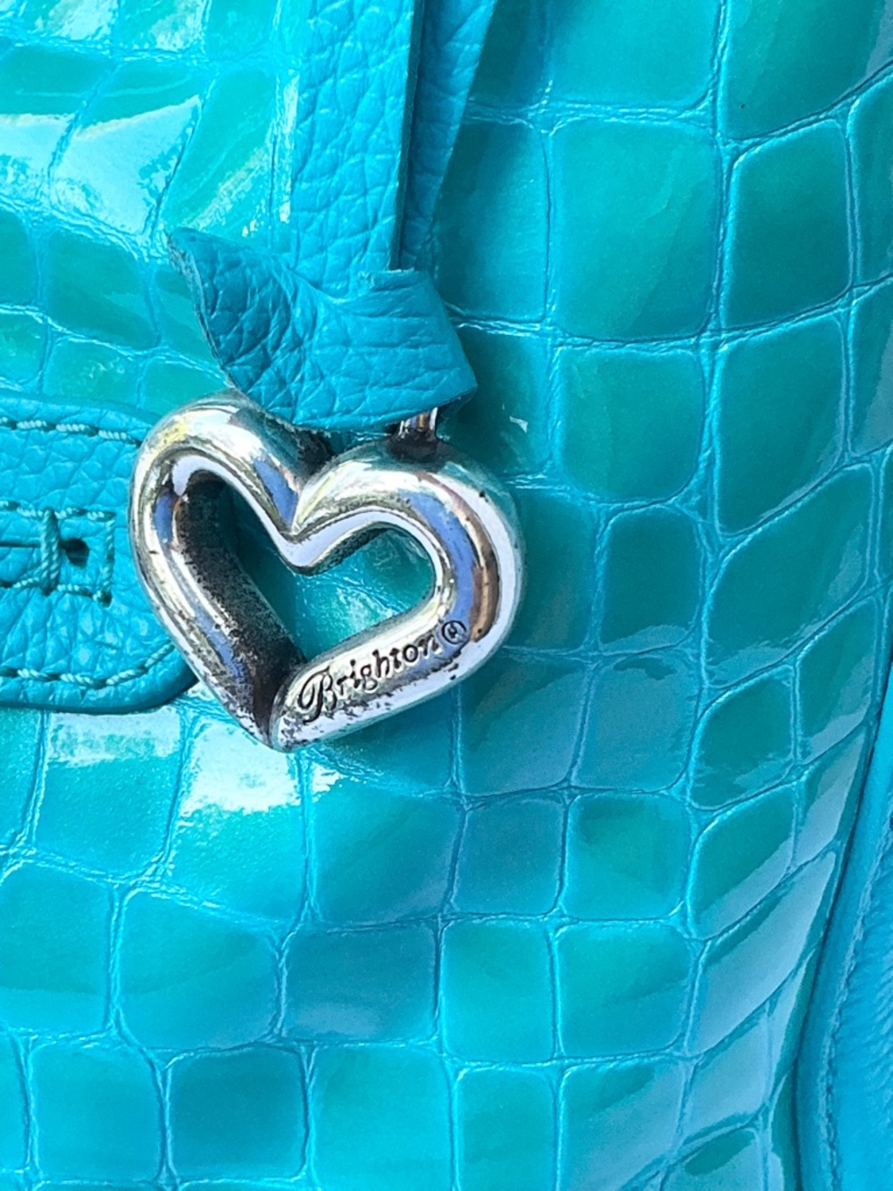 Brighton Blue Embossed Leather Shoulder Bag - Picture 2 of 5